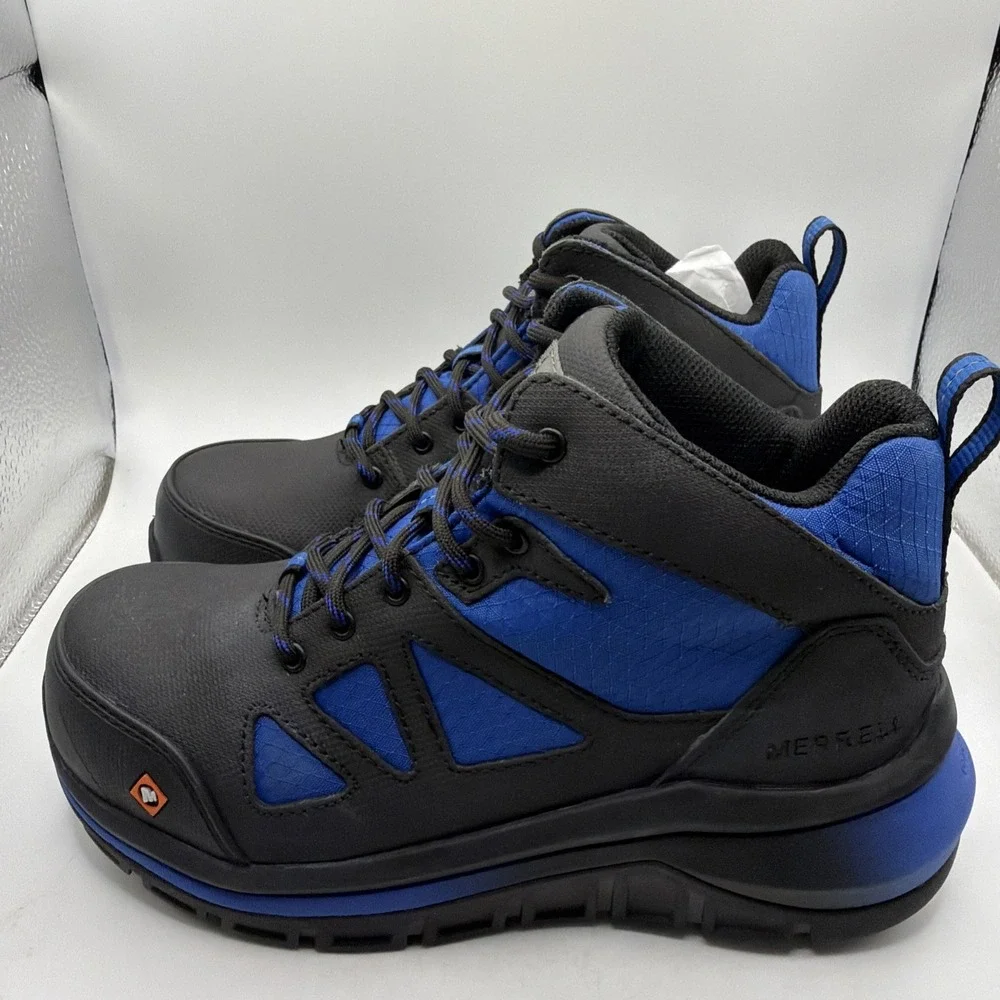 Merrell‎ Day One Safety Speed Work Boots, Black/Blue, Men's 4.5 M. New
